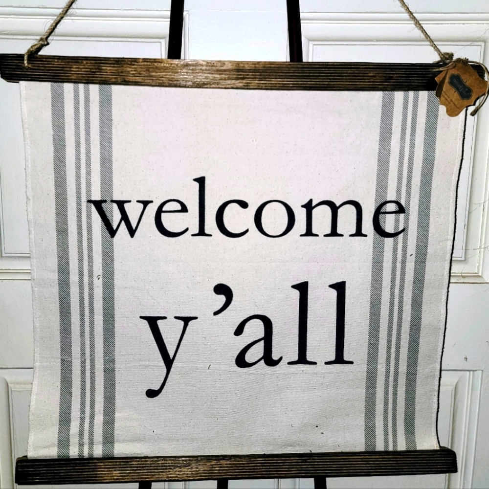 Canvas and wood door hanger